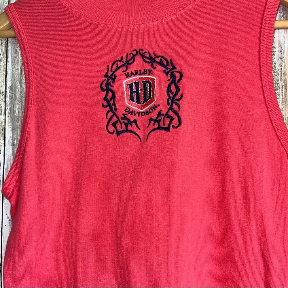 Harley Davidson Pink Embroidered High Neck Tank - Picture 2 of 5